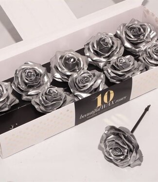 AD Silver silk wax roses | Per 10 pieces