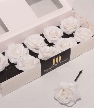 AD White silk wax roses | Per 10 pieces