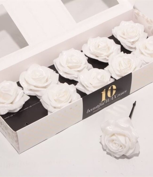 White silk wax roses White Diamond | 10 pieces per box | Order per box