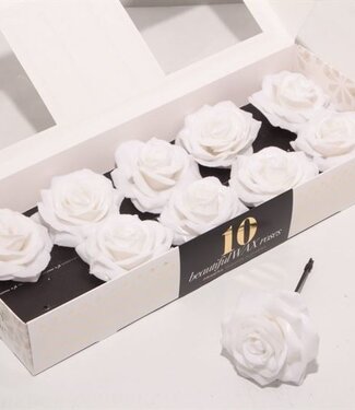 AD Snow white silk wax roses | Per 10 pieces