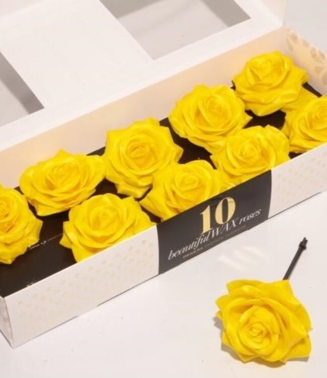 Yellow silk wax roses | 10 pieces per box | Order per box