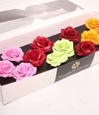 AD Mixed colours silk wax roses Moods Happiness mix | Size M | Per 12 pieces