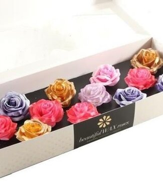 AD Mixed colours silk wax roses Blush Fantasy mix | Size M | Per 12 pieces