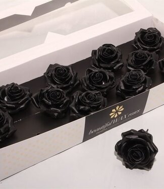 AD Black silk wax roses | Size M | Per 12 pieces