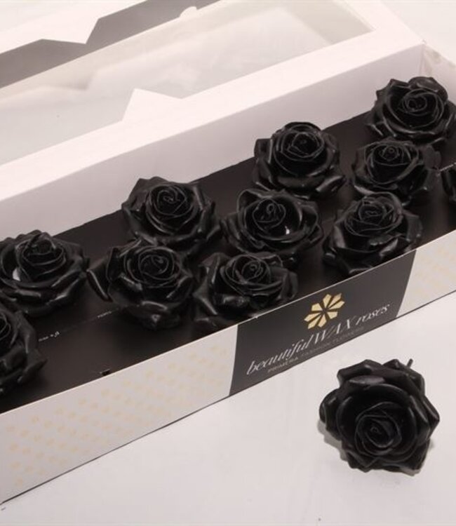 Black silk wax roses | Size M | 12 pieces per box | Order per box