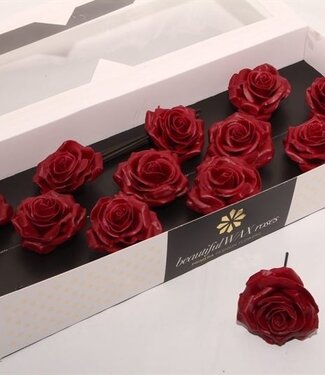 AD Burgundy silk wax roses | Size M | Per 12 pieces