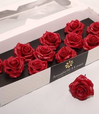 AD Christmas coloured silk wax roses Cherry | Size M | Per 12 pieces