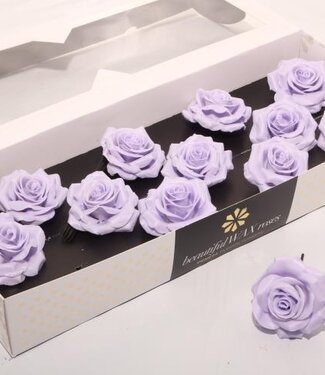 AD Lavender-coloured silk wax roses | Size M | Per 12 pieces