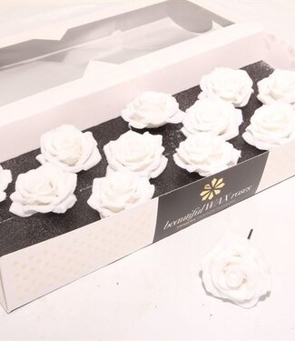 AD Snow white silk wax roses White Snow Diamond | Size M | Per 12 pieces