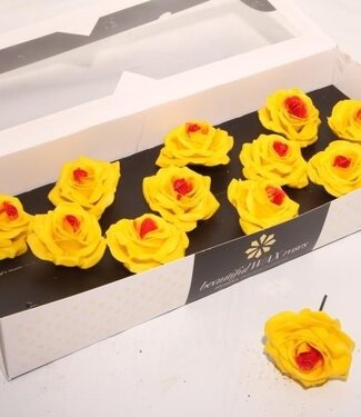 AD Yellow silk wax roses Blush Red | Size M | Per 12 pieces