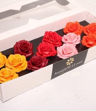 AD Mixed colours silk wax roses Moods Festival mix | Size M | Per 12 pieces