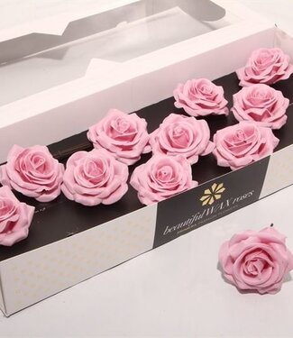 AD Light pink silk wax roses | Size M | Per 12 pieces