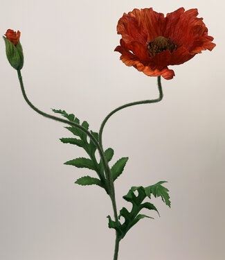 Silk Flowers by JJ Red poppy silk flower | Length 65 centimetres | Per piece