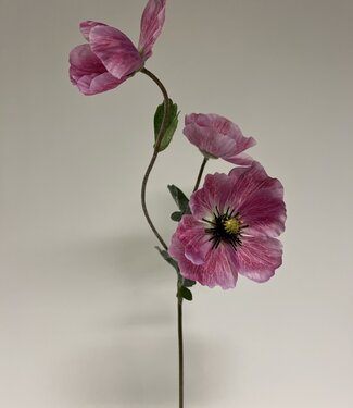 Silk Flowers by JJ Fuchsia-coloured poppy silk flower | Length 71 centimetres | Per piece