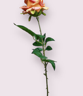 Silk Flowers by JJ Salmon-coloured rose silk flower | Length 75 centimetres | Per piece