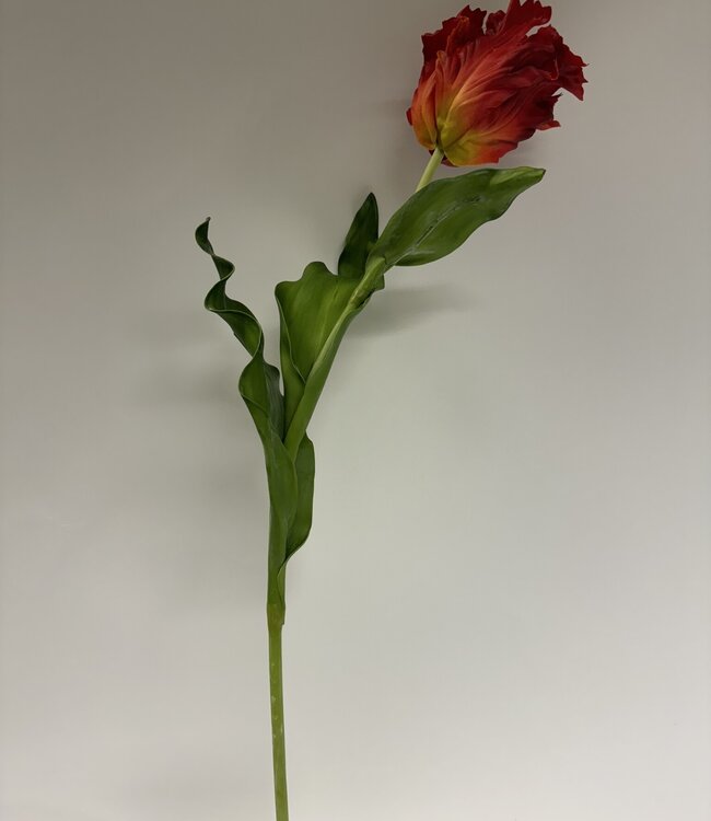 Red parakeet tulip silk flower | Length 83 centimetres | Ordered by piece