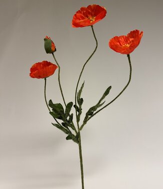 Silk Flowers by JJ Orange poppy silk flower | Length 61 centimetres | Per 4 pieces