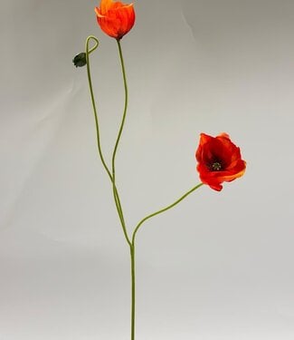 Silk Flowers by JJ Red poppy silk flower | Length 74 centimetres | Per 3 pieces