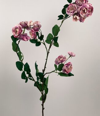 Silk Flowers by JJ Violet-coloured spray rose silk flower | Length 89 centimetres | Per piece