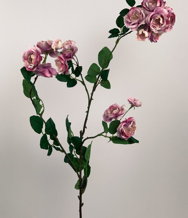 Violet-coloured spray rose silk flower | Length 89 centimetres | Ordered by piece