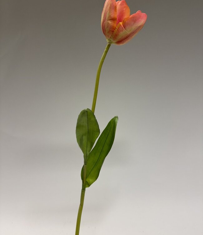 Orange pink tulip silk flower | Length 63 centimetres | Ordered by piece