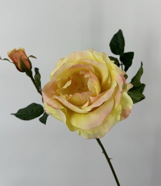 Silk Flowers by JJ Yellow rose with rose silk flower | Length 54 centimetres | Per piece