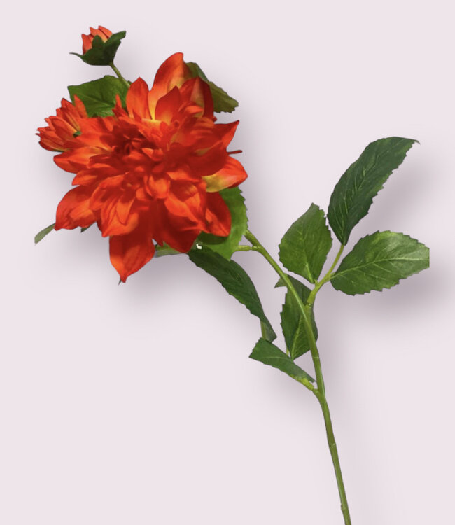 Orange dahlia silk flower | Length 62 centimetres | Ordered by piece