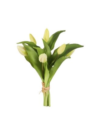 4A Cremefarbene Tulpen Kunstblumenstrauß | 7 Blumen pro Strauß | Länge 32 Zentimeter | Pro Stück