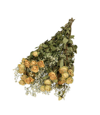 MyFlowers Bouquet with 8 white Spray Roses and 2 stems of natural white Gypsophila | Length ± 50 centimetres