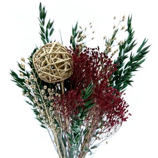 MyFlowers Boeket droogbloemen Elora | Lengte ± 40 centimeter | Gemengde kleuren droogbloemen en goudkleurige bijsteker