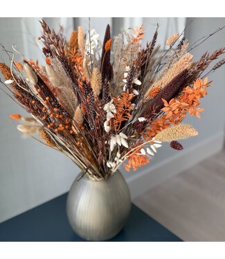 MyFlowers Trockenblumenstrauß Terracotta Vibe | Länge ± 55 Zentimeter | Mit Erdtönen, braunen und orangefarbenen Trockenblumen