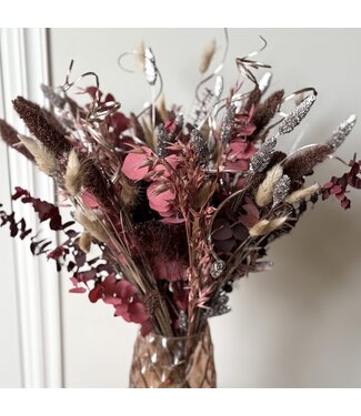 MyFlowers Bouquet de fleurs séchées Copper Kiss | Longueur ± 55 centimètres | Avec des fleurs séchées rouges, brunes et cuivrées