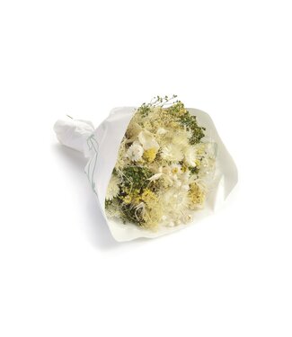 MyFlowers Bouquet of dried flowers Farfalla Bianco Giallo | Length ± 40 centimetres | With white and light yellow dried flowers