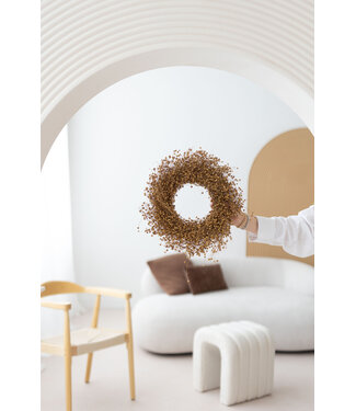 Dutch Dried Natural Brown Flax Wreath Ø 30 centimetres