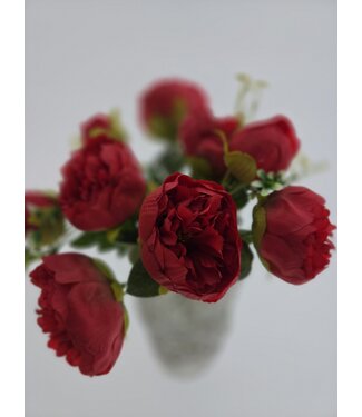 MyFlowers Bouquet of Red Peonies | Peony Artificial Flowers | Length ± 45 centimetres | With 5 Flower Heads