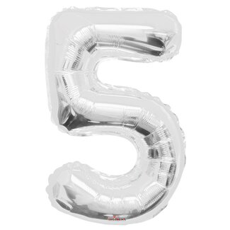 4A Party! Balloon Number 5 | Colour: Silver | Height 85 centimetres | Per balloon