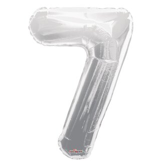 4A Party! Ballon Nummer 7 | Kleur: Zilverkleurig | Hoogte 85 centimeter | Per ballon