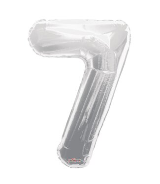4A Party! Ballon Nummer 7 | Kleur: Zilverkleurig | Hoogte 85 centimeter | Per ballon
