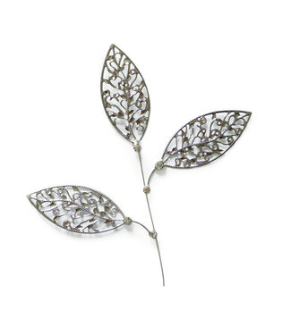4A Spitzenmotiv Dekoration Nadel Blatt | Farbe: Silberfarben | Länge 23 Zentimeter | Pro Nadel