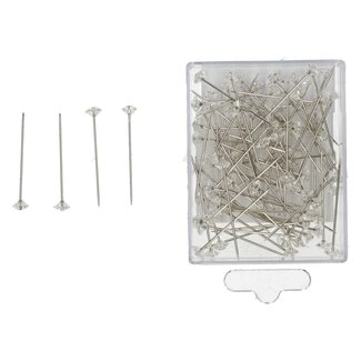 4A Spelden met Diamant Knop | Kleur: Transparant | Diameter knop 6 millimeter | Lengte 40 millimeter | Per 85 spelden