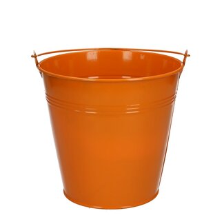 4A Zink Eimer Blumentopf Pflanzentopf | Farbe: Orange | Durchmesser 16 Zentimeter | Höhe 15 Zentimeter | Pro 10 Eimer