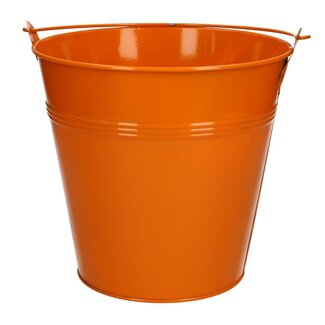 4A Pot de fleurs en zinc | Couleur : Orange | Diamètre 20 centimètres | Hauteur 18,5 centimètres | Par lot de 5 seaux