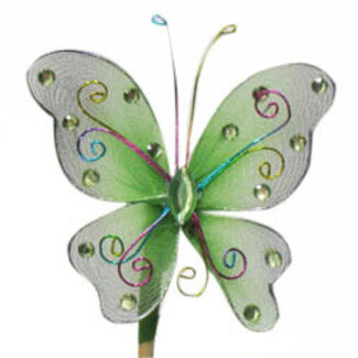 4A Butterfly Stick Ornament | Colour: Apple Green | Butterfly Diameter: 7 centimetres | Stick Length: ± 50 centimetres | Per 25 sticks
