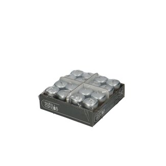 4A Kerze Stumpen „Safe Candle“ | Farbe: Silberfarben | Durchmesser 4 Zentimeter | Höhe 6 Zentimeter | Pro 16 Kerzen