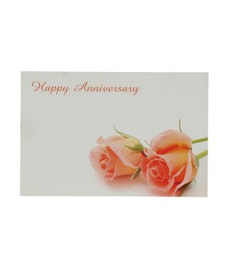 4A Etikett Karte mit englischem Text „Happy Anniversary“ | Farbe: Lachsrosa | Breite 9 Zentimeter | Höhe 6 Zentimeter | Pro 50 Etiketten