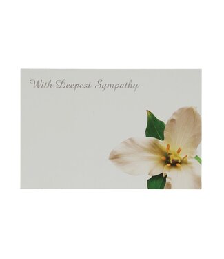 4A Etikett Karte mit englischem Text „With Deepest Sympathy“ | Farbe: Naturweiß | Breite 9 Zentimeter | Höhe 6 Zentimeter | Pro 50 Etiketten