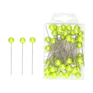 4A Pins with Pearl Head | Colour: Apple Green | Diameter 10 millimetres | Length 60 millimetres | Per 50 pins