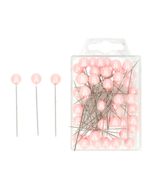 4A Pins with Pearl Head | Colour: Light Pink | Diameter 10 millimetres | Length 60 millimetres | Per 50 pins