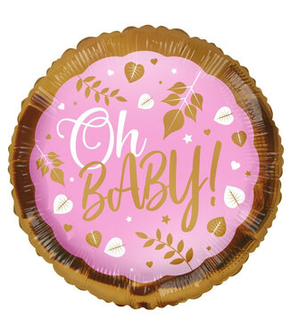 4A Fête ! Ballon Éco "Oh Baby !" | Couleur : Rose | Diamètre 45 centimètres | Par 10 ballons