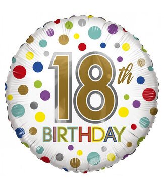 4A Fête ! Ballon Éco “18ème Anniversaire” | Couleur : Couleurs Mixtes | Diamètre 45 centimètres | Par 10 ballons